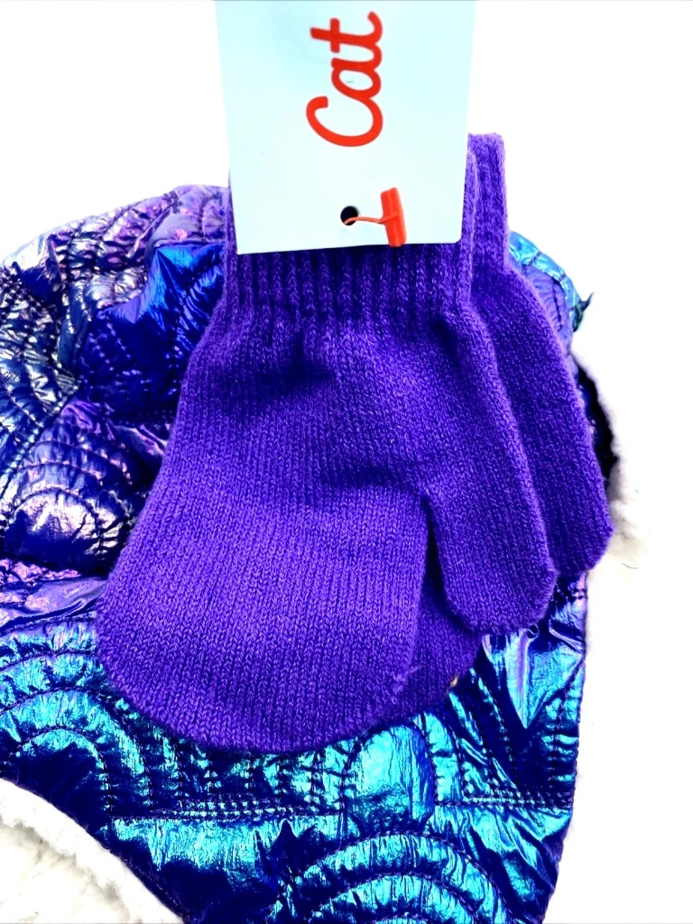 Cat & Jack Baby Hat Mitten Gloves Set Size 2T/5T Purple Girls Toddler Winter